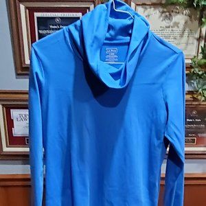 lovely turquoise blue, shawl collar, turtleneck